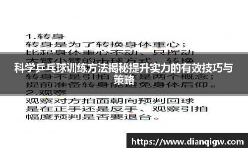 科学乒乓球训练方法揭秘提升实力的有效技巧与策略