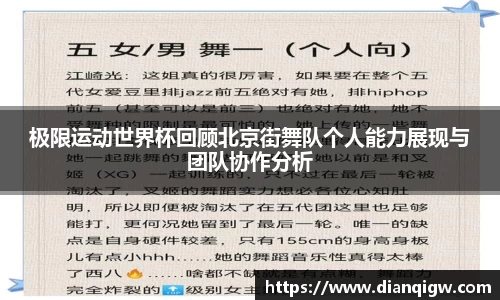 极限运动世界杯回顾北京街舞队个人能力展现与团队协作分析